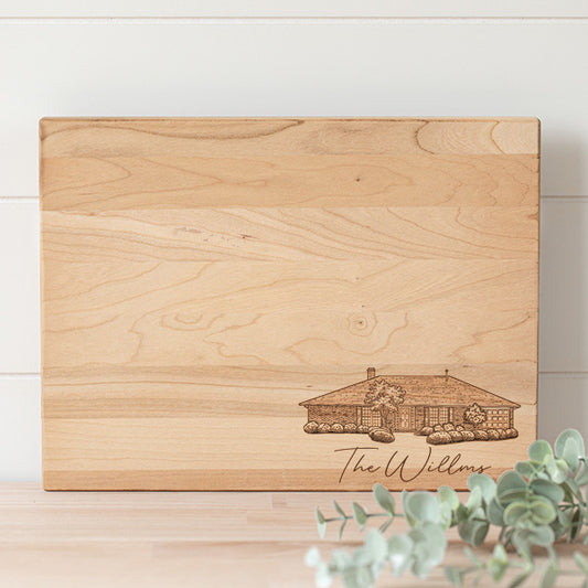 Home Rendering Laser Engraved Cutting Board - Housewarming gift