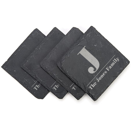 Slate engraved coasters - Monogram