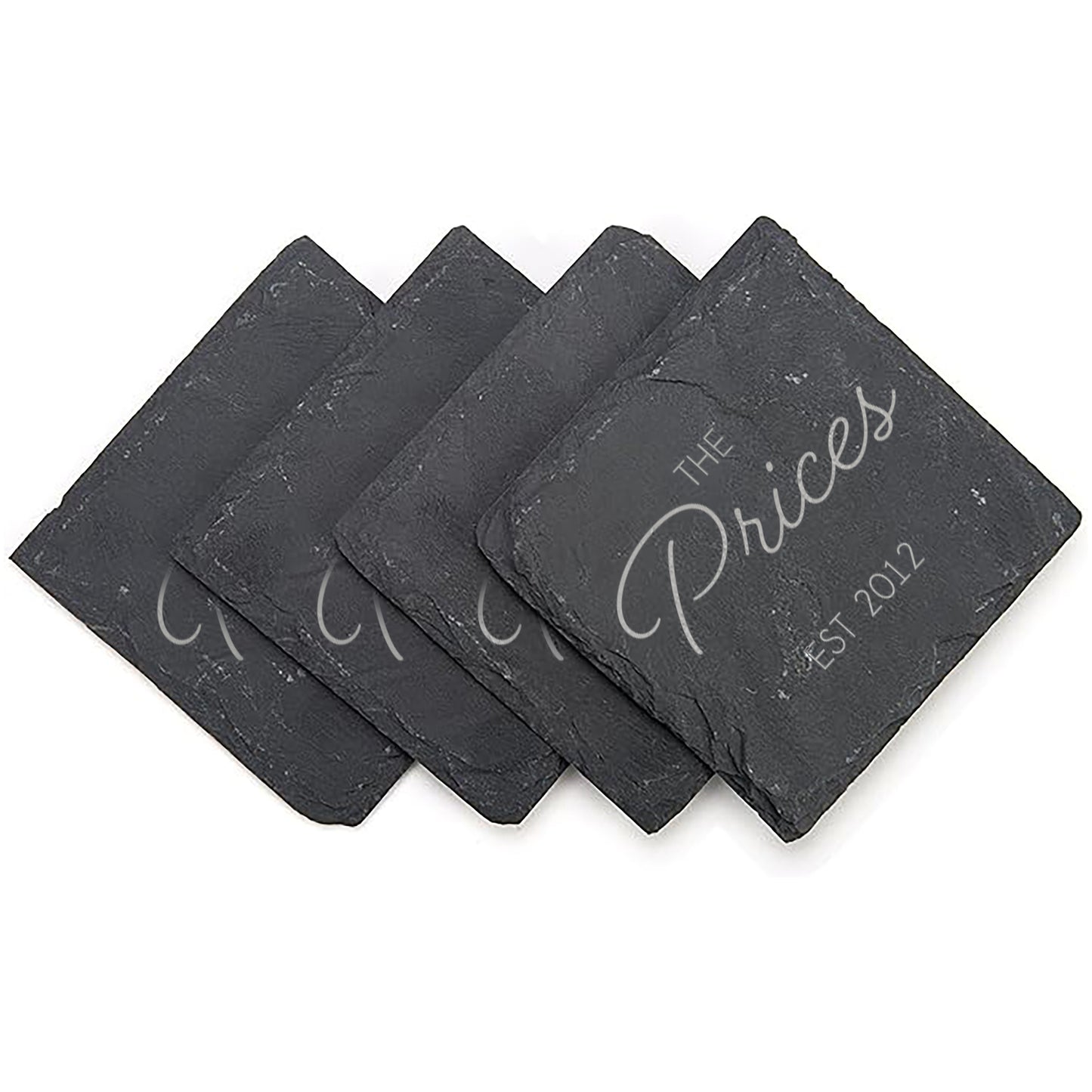 Slate engraved coasters - Family Name
