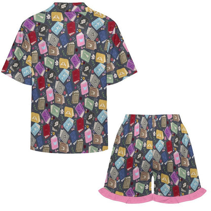 TS Books Women's Ruffled Short-Sleeve Pajama Set