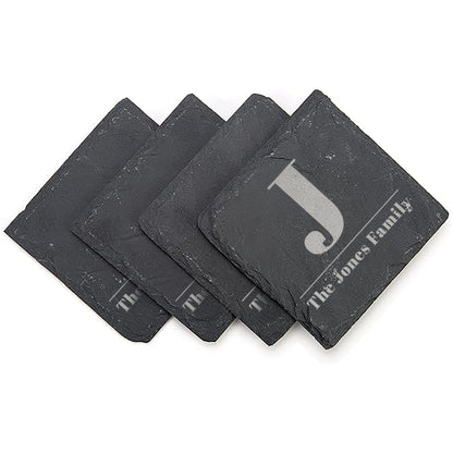 Slate engraved coasters - Monogram