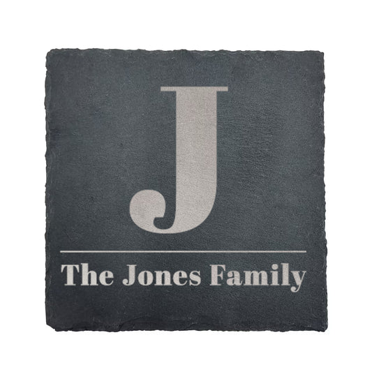 Slate engraved coasters - Monogram