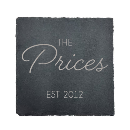 Slate engraved coasters - Family Name