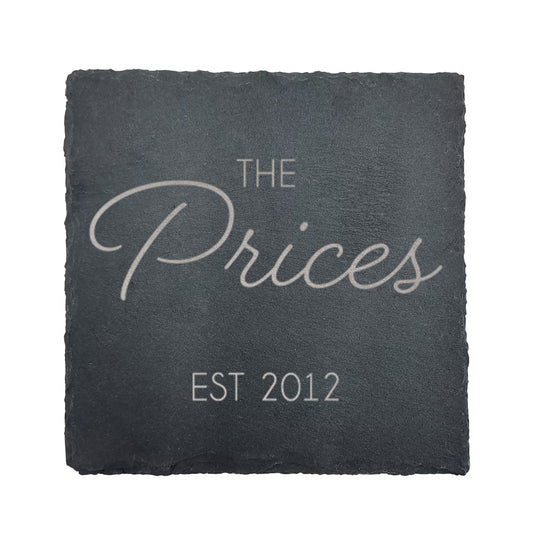 Slate engraved coasters - Family Name