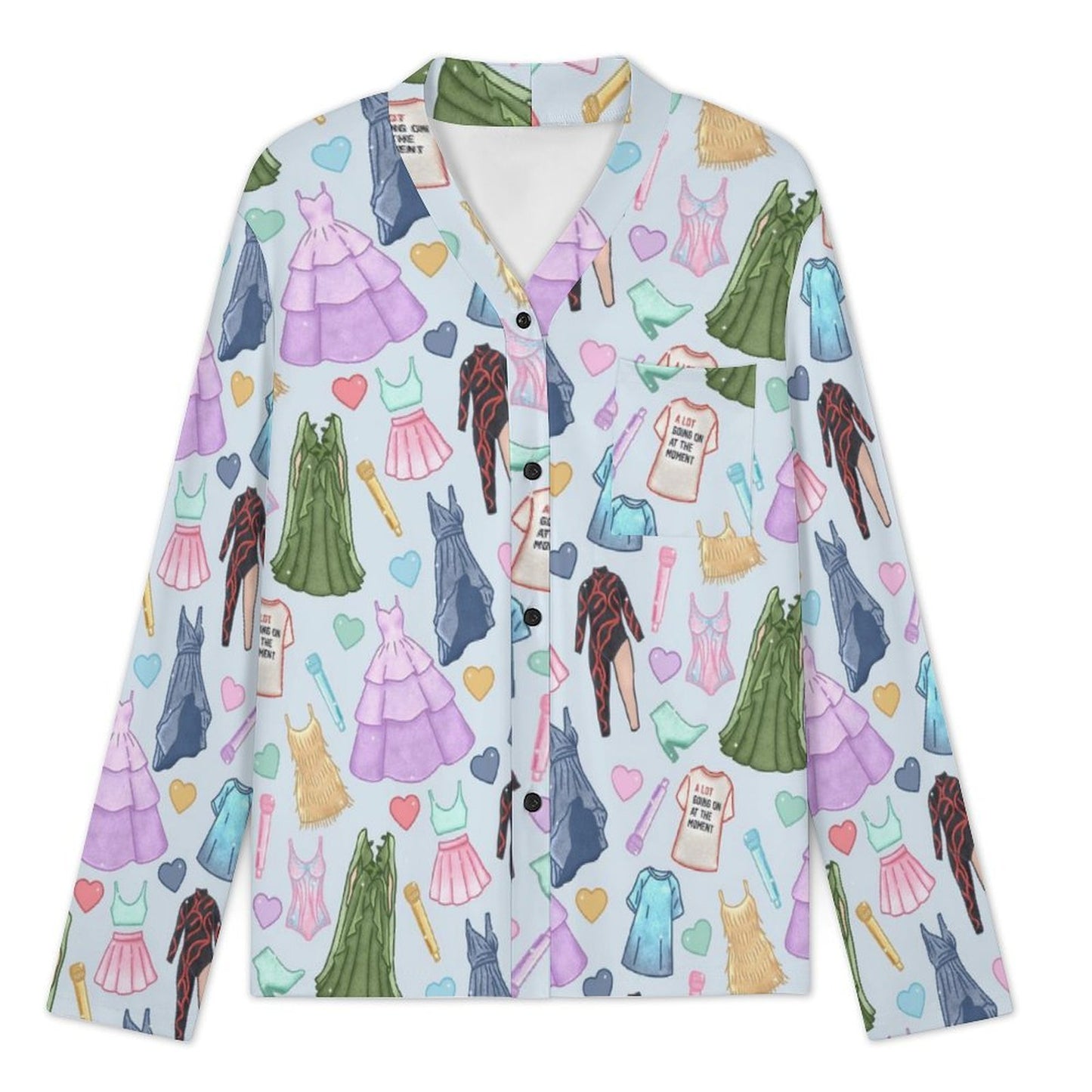 TS Blue Era's Print Women's V- Neck Long Sleeve Pajama Set