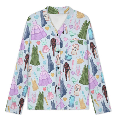 TS Blue Era's Print Women's V- Neck Long Sleeve Pajama Set