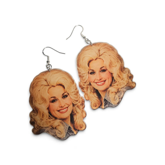 Dolly Parton Earrings | Retro Country Music Icon Acrylic Dangle Earrings